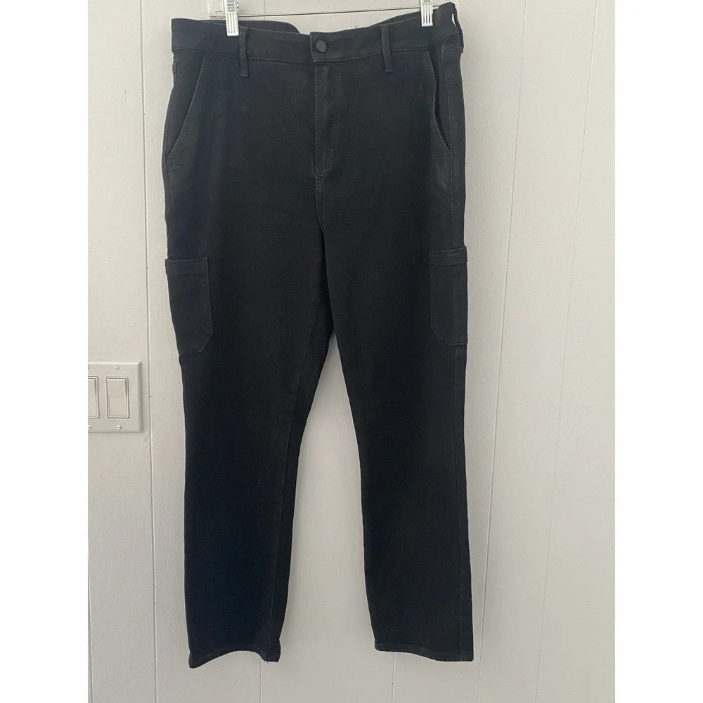 PAIGE Black High Rise Cargo Pants Size 32 Slim Straight Utility Crop